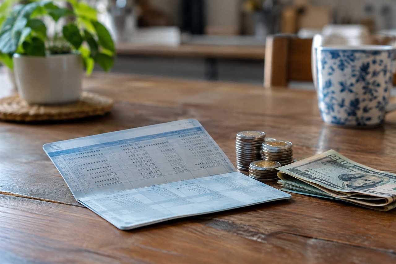 Savings account statement with cash set aside