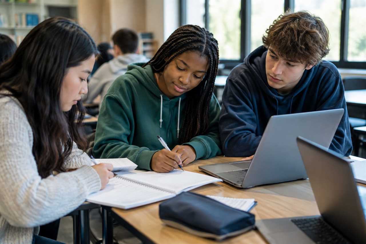 Students practicing budgeting exercises in classroom