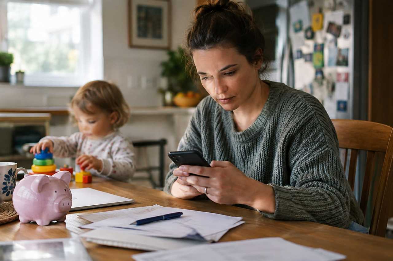 Parent using a phone to manage a child's savings