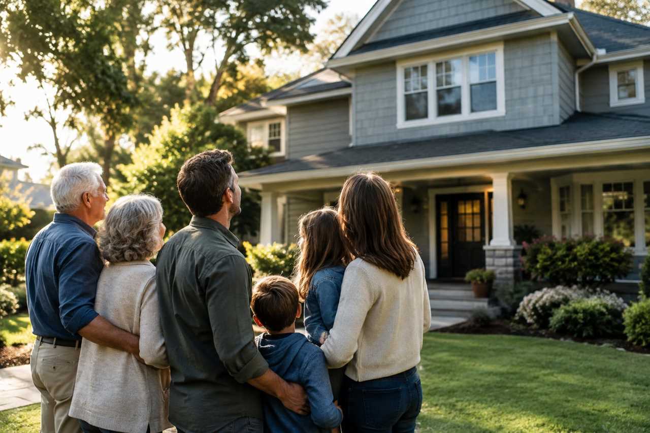 Family stands before home representing generational wealth